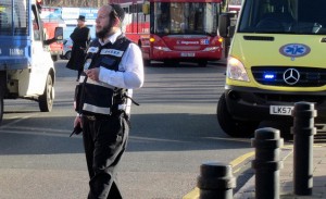 Jewish police out in force in uniforms and their own police cars – in North London!